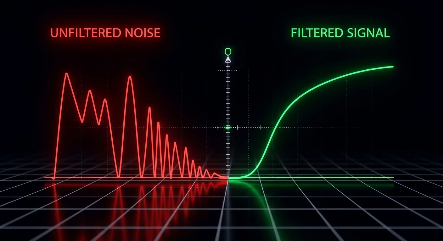 Oscilloscope comparison of raw snapback signal vs filtered signal